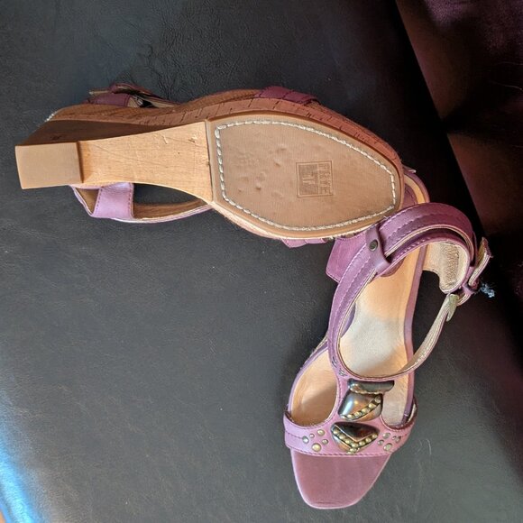 FRYE Bridget Ornament Leather Women Frye Bridget Ornament Leather Wedge Sandals
